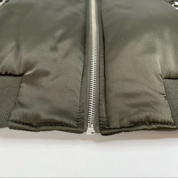 New Philosophy Rich Olive Green Satin 90s Zip-up Preppy College Bomber Jacket - Picture 10 of 16